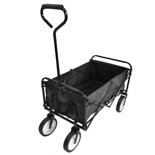 Folding Wagon Garden Shopping Beach Cart Black Folding Wagon Garden Shopping Beach Cart Black