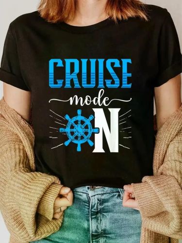 Cruising Boat Cruise mode on Cruise Ship T-Shirt Casual Short Sleeve Shirt